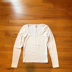 NEW J Crew Factory square neck long-sleeved ivory t shirt, XS.